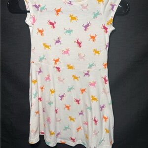 Cat & Jack White Knit Dress with Multicolored Unicorns